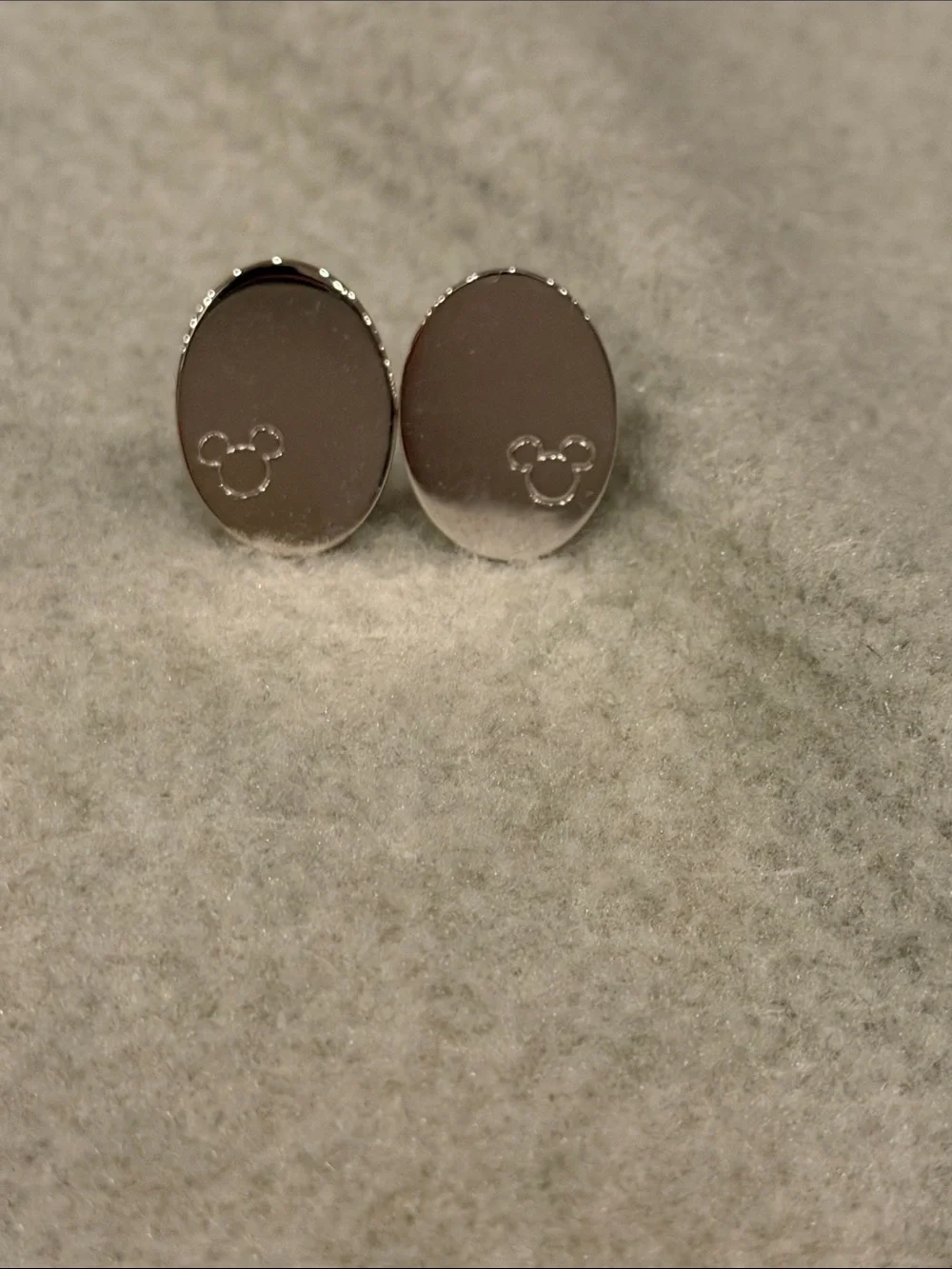 Rare 2005 Disney Silver Oval Mickey Head Cufflinks
